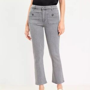 LOFT Gray Curvy Patch Pocket High Rise Kick Crop Jeans